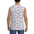 thumbnail image 4 of Lsque Butterflies on Polka Dots Print Men's Cotton Blend Sleeveless Muscle Shirts (S-3XL)- Moisture Wicking, Odor Protection, UPF 30+,Large, 4 of 8