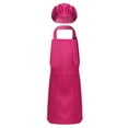 thumbnail image 1 of YONGHS Kids Boys Girls Chef Apron Hat Set Kitchen Bib Aprons Cooking Baking Training Painting Outfits Rose Red L, 1 of 7