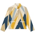 thumbnail image 4 of Jackets for Women Winter Coat Jackets Flannel Stand Collar Jacket(Abstract Geometric Color Block Art,Size:S-4XL), 4 of 7