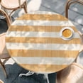 thumbnail image 2 of Burnt Orange Striped Round Tablecloth, Fitted Table Cover with Elastic for 36"-44" Round Tables, Farmhouse Vintage Stripes Table Cloth Outdoor Indoor Dinning Party Waterproof Tablecloths, 2 of 7