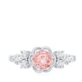 thumbnail image 4 of Rosec Jewels IGI Certified Lab Grown Pink Diamond Flower Engagement Ring (Fancy Pink Color and VS1 Clarity, 1 Carat) - Pink White Diamond Ring, 925 Sterling Silver, US 4.00, 4 of 8