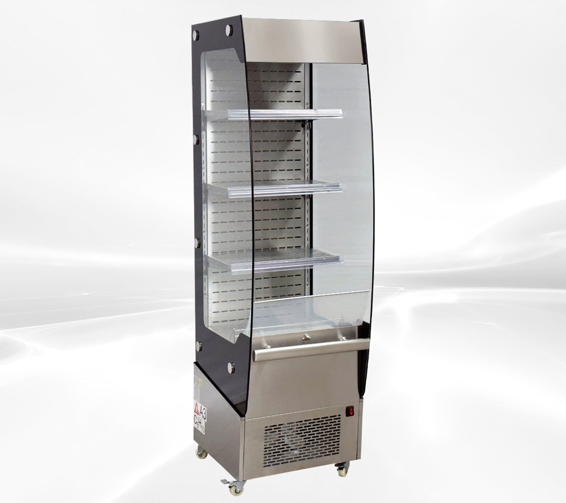 20" 7.8 cu. ft. Open Air Refrigerator Display Merchandiser, Commercial Grab & Go Cooler for Drinks Sandwiches Desserts