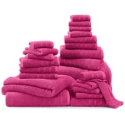 Casa Platino 24-Pcs Luxury Towels for Bathroom – 100% Ring-Spun Cotton, 2 Bath Sheets, 2 Gym Towel, 2 Bath, 4 Fingertip, 6 Hand, 8 Washcloths, Ultra Soft, Easy Care – Fuchsia