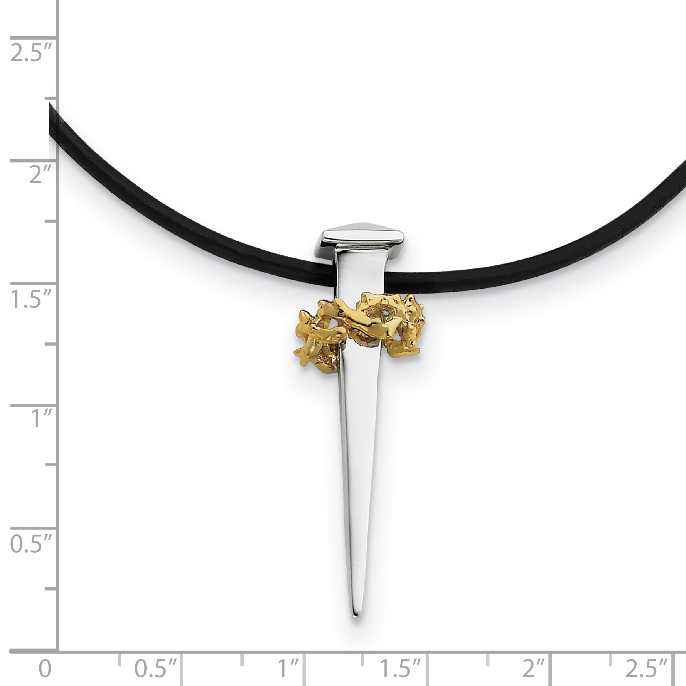 Sterling Silver & Gold Plated No Greater Love Nail 16in Necklace and Pendant