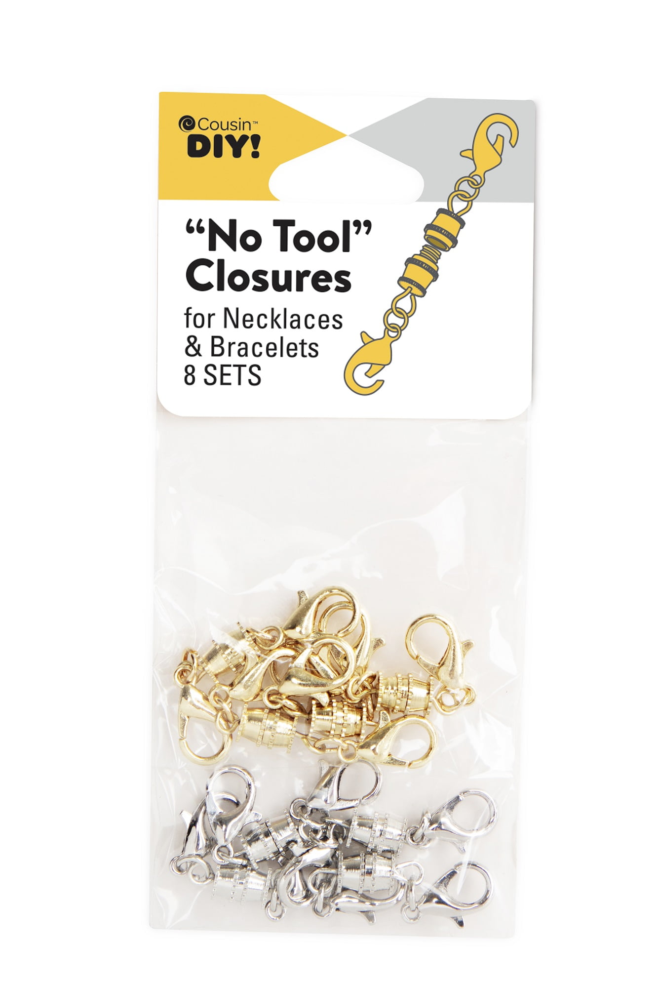 Cousin DIY 8 No Tool Screw-Close/Lobster Clasp Jewelry Finding, 8