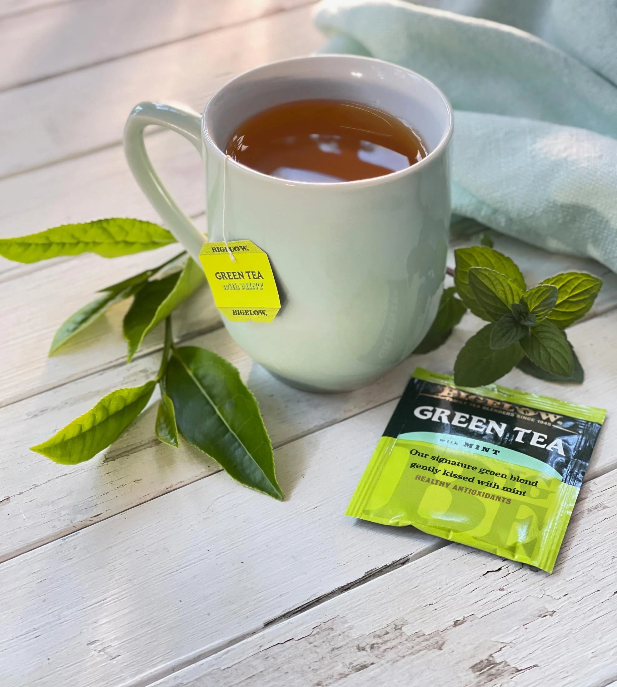 (4 pack) Bigelow Green Tea with Mint, Tea Bags, 20 Count