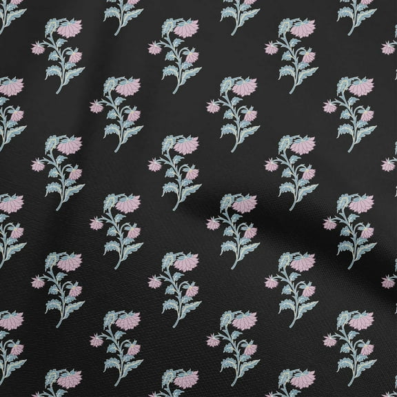 oneOone Polyester Spandex Black Fabric Florals Quilting Supplies Print Sewing Fabric By The Yard 56 Inch Wide