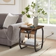 thumbnail image 3 of Syngar Nightstands Set of 2, Wood End Table with USB Ports and Power Outlets for Living Room, Simple Bedside Table with Storage for Bedroom, Small Side Cabinet for Home Office, Brown, 3 of 10