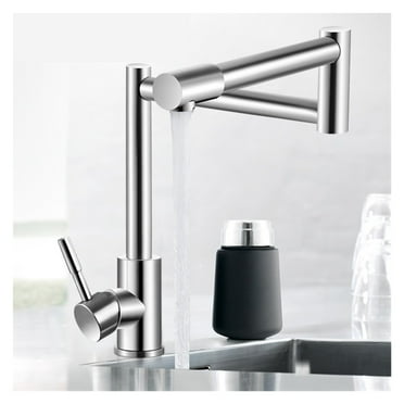 304 Stainless Steel Lead-free Folding Kitchen Faucet Mixer 360 Degree Swivel Single Handle Nickel Kitchen Sink Basin Taps