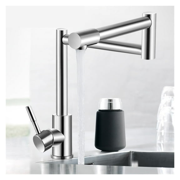 304 Stainless Steel Lead-free Folding Kitchen Faucet Mixer 360 Degree Swivel Single Handle Nickel Kitchen Sink Basin Taps