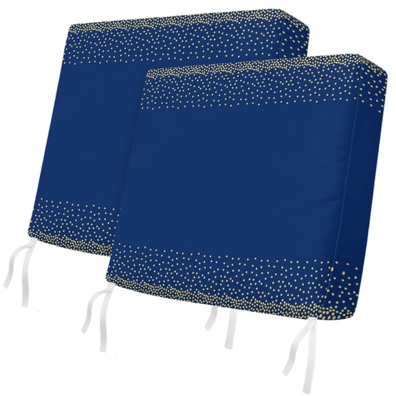Outdoor Patio Cushion Covers 2 Pack Navy Blue Chair Pads Slipcovers with Ties & Zipper Waterproof Seat Cover Set Polka Dots Solid Color Seat Cushion Covers for Outdoor Couch Sofa 22x20 Inch