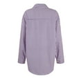 thumbnail image 4 of Mohiass Striped Button Down Shirt Women Classic Long Sleeve Collared Office Work Blouses Tops with Pocket Purple 2XL, 4 of 8