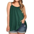 thumbnail image 3 of Aboser Plus Size Camisole Tops for Women Summer Spaghetti Strap Cami Tank Top Elegant Pleated Front Shirts Loose Fit Hide Belly Blouses Solid Color Camisoles Green XXXXXL, 3 of 8