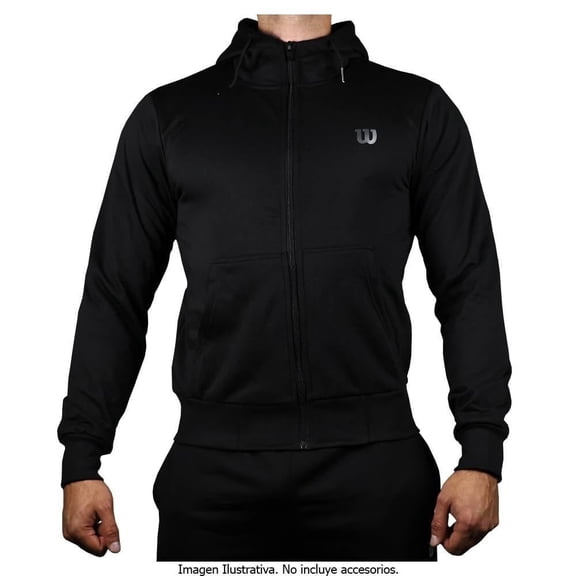 Sudadera Wilson Talla CH con Cierre y Bolsas Laterales de French Terry Negro