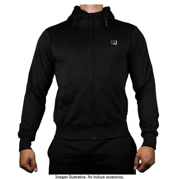 Sudadera Wilson Talla G con Cierre y Bolsas Laterales de French Terry Negro