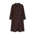 thumbnail image 5 of Women's Corduroy Shirt Dress Long Sleeve Solid Color Buttons Retro Casual Midi Dresses, 5 of 5