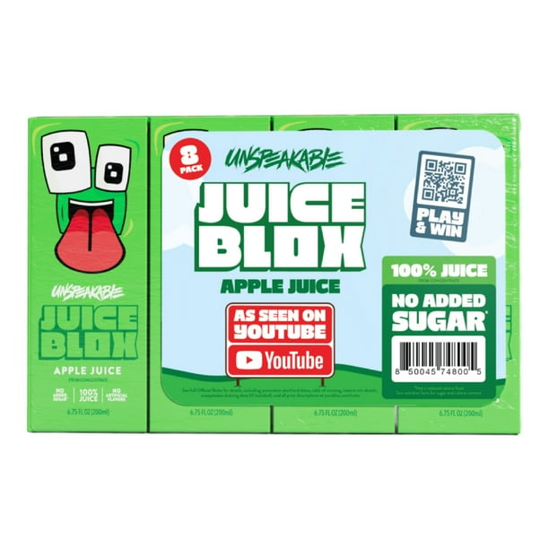 JuiceBlox Unspeakable Apple Juice, 100 Fruit Juice, 6.75 fl oz, 8