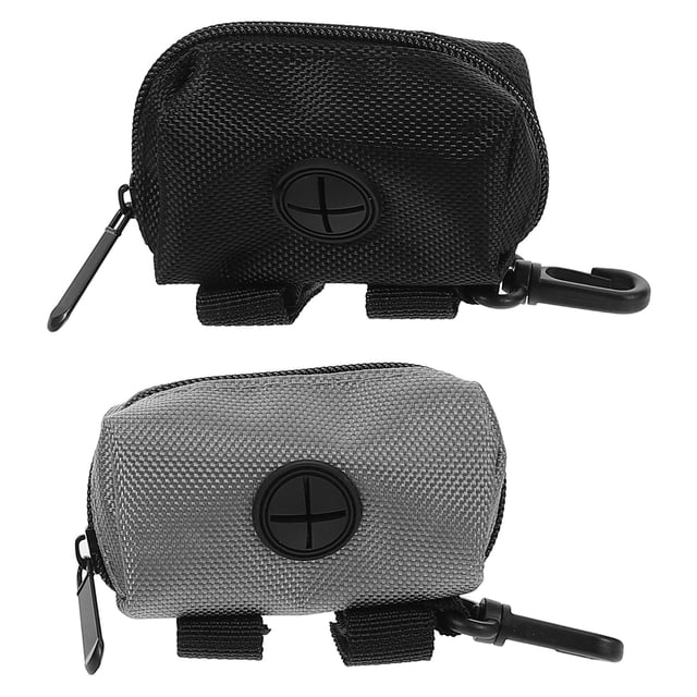 GOOHOCHY 2 soportes para bolsas de perro: soporte para bolsas de perro con correa, dispensador de desechos de mascotas de gran capacidad con mosquetón para paseos al aire libre y viajes.