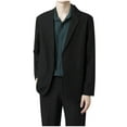 thumbnail image 5 of Qiggri Men's Fashionable Solid Color Long Sleeved Lapel Breasted Hanging Pocket Suit Jacket, 5 of 9