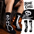 thumbnail image 2 of Voska Unisex Halloween Skeleton Cartoon Mid Calf Socks Breathable Ribbed Comfortable Fall Daily Socks, 2 of 7