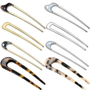 8 Pieces Shaped Hair Pins French Hair Pins Metal French Pins Vintage Hair Fork Hair Pin for Buns Women Girls Hairstyle Accessories (Cute Patterns)