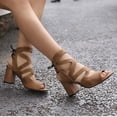 thumbnail image 4 of Lovskoo 2024 Women's High Heels Shoes Open Toe Strappy Lace Up Heels for Wedding Prom Party Gown Shoes Brown, 4 of 7