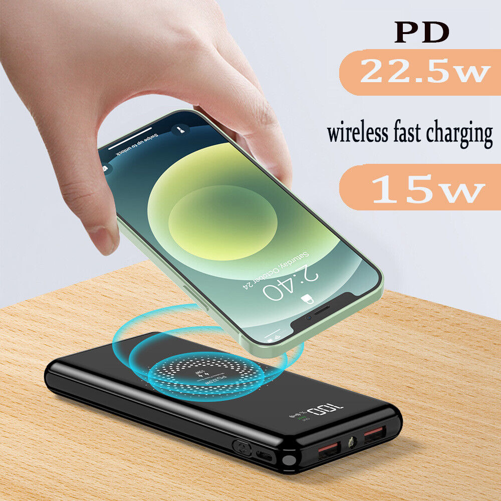 1000000mAh Qi Wireless Power Bank Backup Fast Portable Charger External Battery