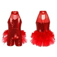 thumbnail image 1 of inhzoy Kids Girls Sleeveless Sequins Leotards Ballet Jazz Latin Gymnastic Jumpsuit Stage Performance Costume Red 12, 1 of 10