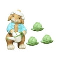 thumbnail image 5 of Bunny Resin Sculpture Rabbit Garden Statue Figurine Desktop Animal Modern Figure Model for Shelf Housewarming Patio Bookshelf With 3 Cabbage, 5 of 8