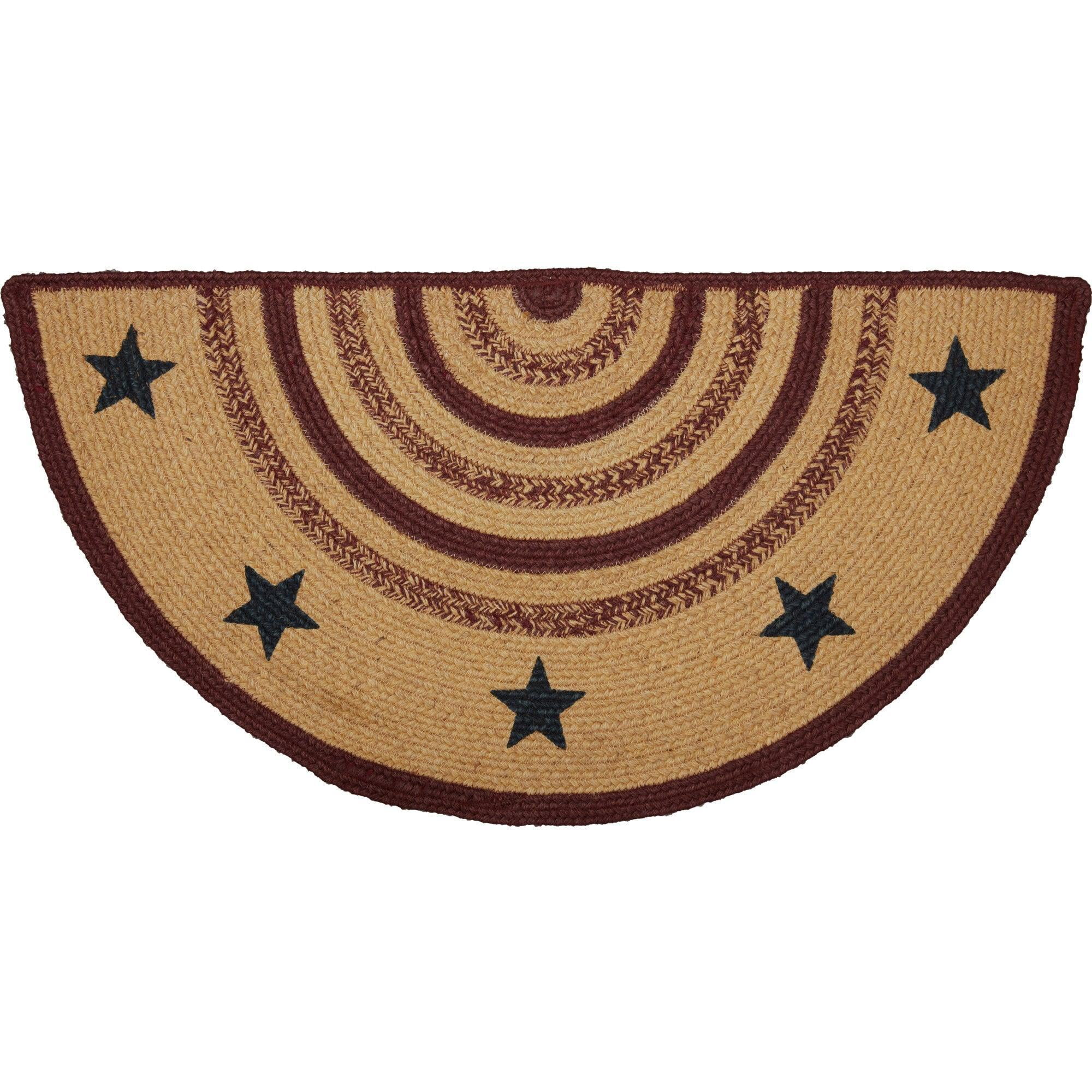 VHC Brands Potomac Jute Half Oval Braided Americana Star Rug