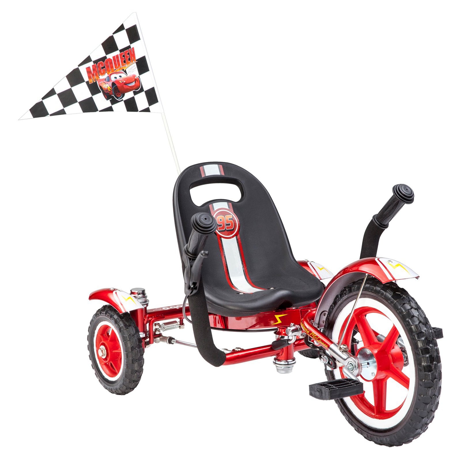 Lightning McQueen Pedal Go Kart Disney Cars Ride On Tricycle Adjust Seat 4 Wheel 