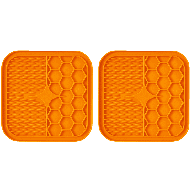 2 almohadillas para lamer mascotas y utensilios de comida para evitar la asfixia - naranja pequeña (15*15*0,9 CM) Adepaton CPB-US-CJZ606-2
