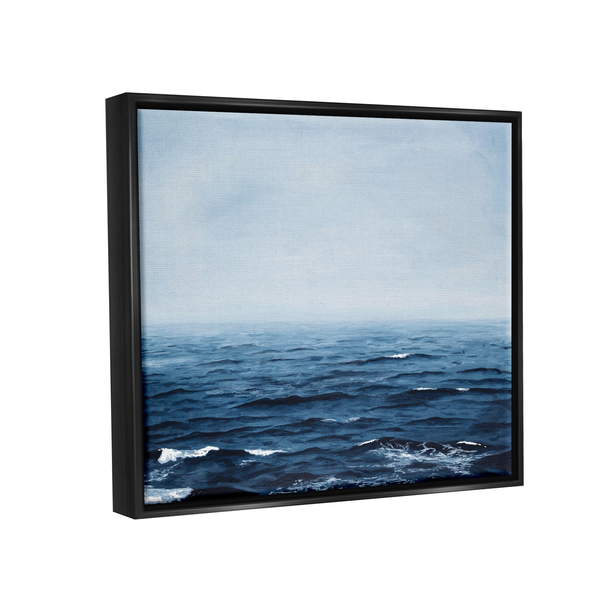 Stupell Industries Choppy Ocean Water Waves Foggy Nautical Horizon Photograph Metallic Gold Floating Framed Canvas Print Wall Art, Design by Michael Willett