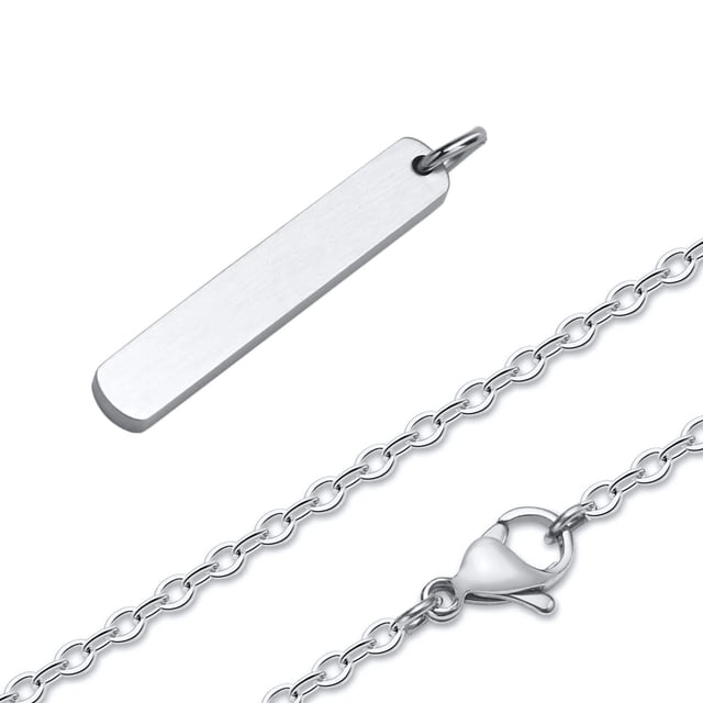 Vnox-Collar de barra personalizado para hombre, colgante de barra Vertical delgada gruesa de acero inoxidable mate, cadena cubana con inicial de LETRA DE A-Z