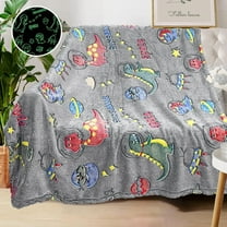 Glow in The Dark Throw Blanket，50" x 60"Dinosaur Luminous Plush Blankets Soft Glowing Throw Gift for Kids Girls Boys Teens Age 1-13 Years Old
