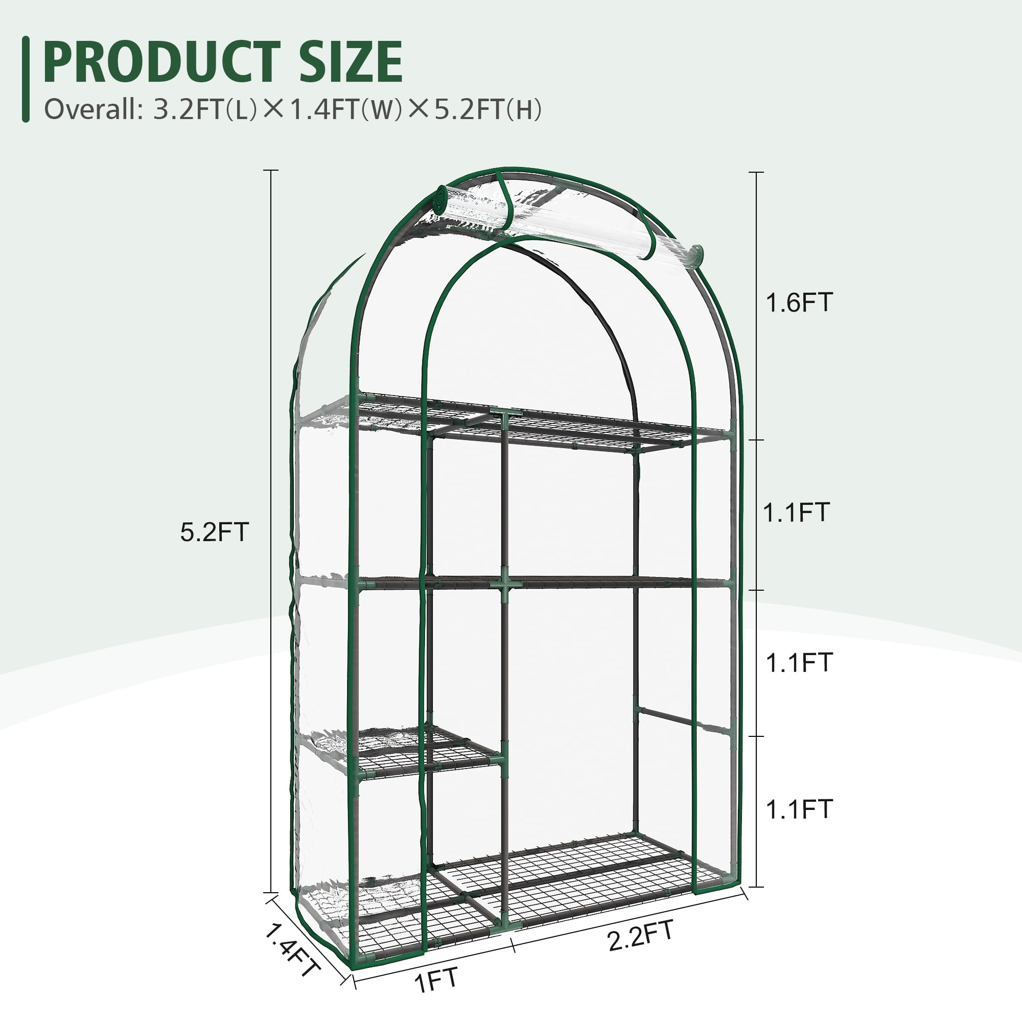 GAZEBETER Small Greenhouse 4-Tier,40 x 18 x 63'' Mini Greenhouse for Indoor Outdoor,Portable Plastic Plant Green House Mini with Roll-up Zipper Door,Clear