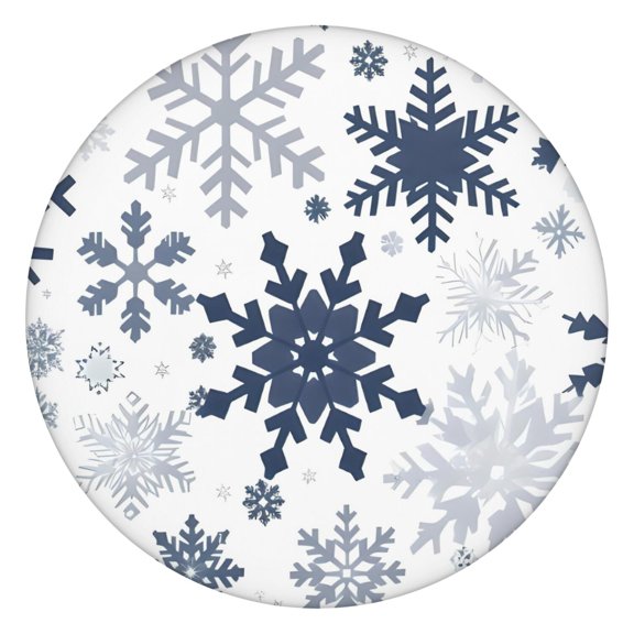 Blue Christmas Snowflake Pattern Round Fitted Tablecloth with Elastic Edge,Dining Table Cover Waterproof,Outdoor Round Tablecloth for Camping,Dining,Indoor and Outdoor