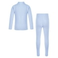 thumbnail image 4 of ZDHoor Kids Thermal Underwear Soft Long John Set Long Sleeve Base Layer Thermal Top with Leggings Light Blue 9-10, 4 of 6