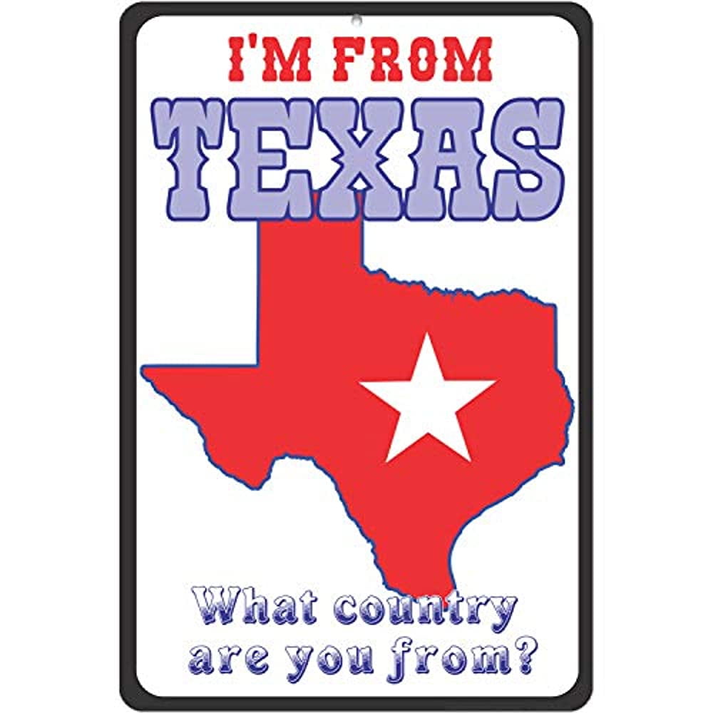Texas Themed Red and Blue Metal Wall Sign