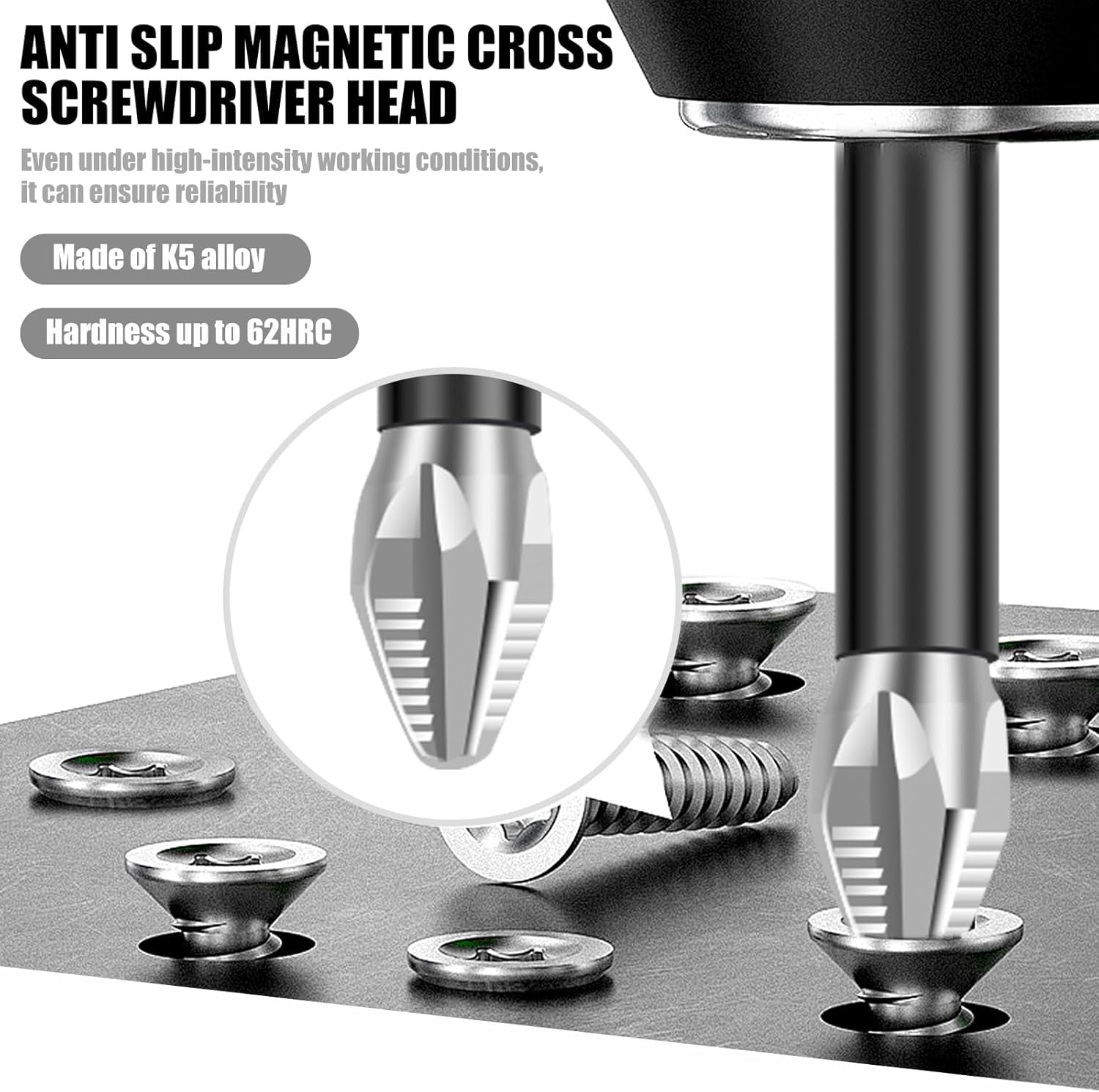 FRKSMD-24 Pcs Impact Screwdriver Bits, Alloy Nonslip Teeth Phillips Screwdriver Bit Set-1/4in Shank, Magnetic Long Drill Bits, Magnetic Drill Bit Set for Electric Screwdrivers 25+50+65+70+90+150mm