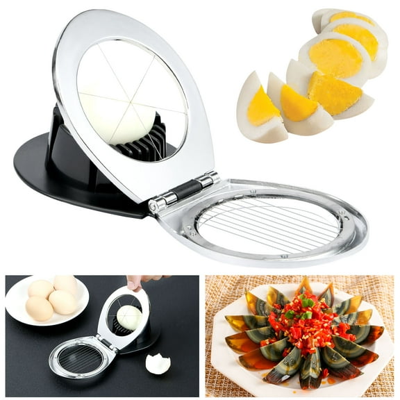 Egg Slicer Stainless Steel Egg Cutter for Hard Boiled Eggs Dishwasher Safe Boiled Egg Slicer Multipurpose Hard Boiled Egg Cutter for Soft Fruit Strawberry Mushroom Ham