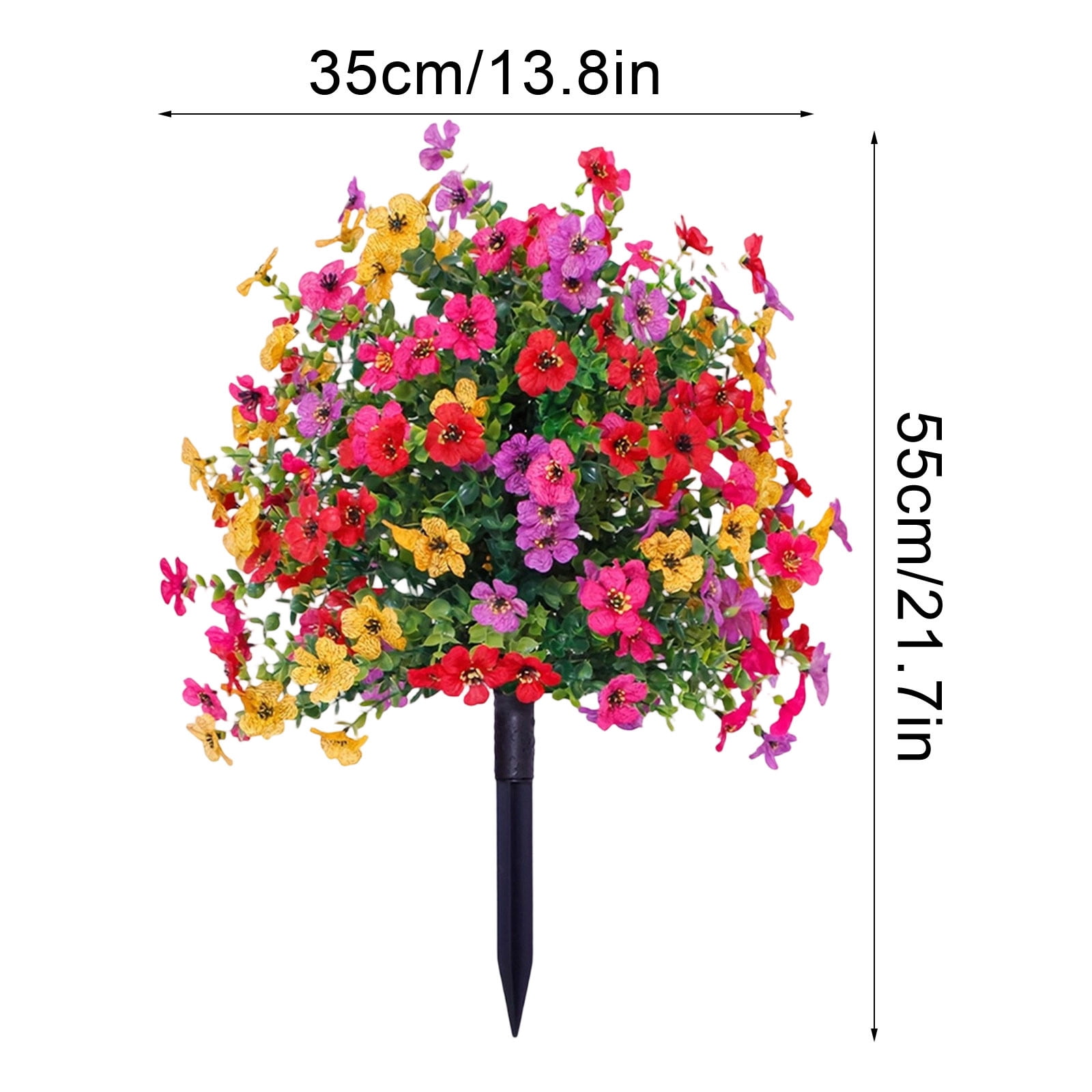 Bxaolu Artificial Flowers with Ground Stake,Artificial Fake Flowers for Outdoor Spring Decoration,22" Realistic UV Resistant Silk Flowers for Outside Patio Window Garden Yard Home (Multicolor)