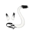 thumbnail image 1 of Diadema con orejas de gato, accesorios para disfraces de cosplay, diadema con cola de animal, aro para el cabello. Blanco Negro, 1 of 9