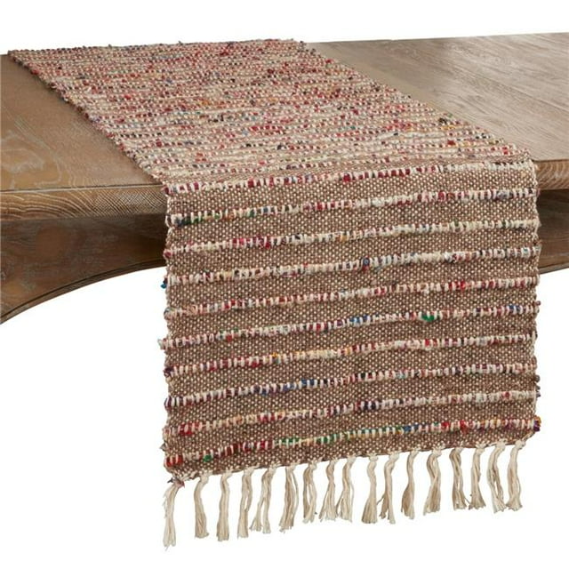 SARO 2852.M1672B 16 x 72 in. Chemin de Table en Coton Oblong avec Design à Cordon