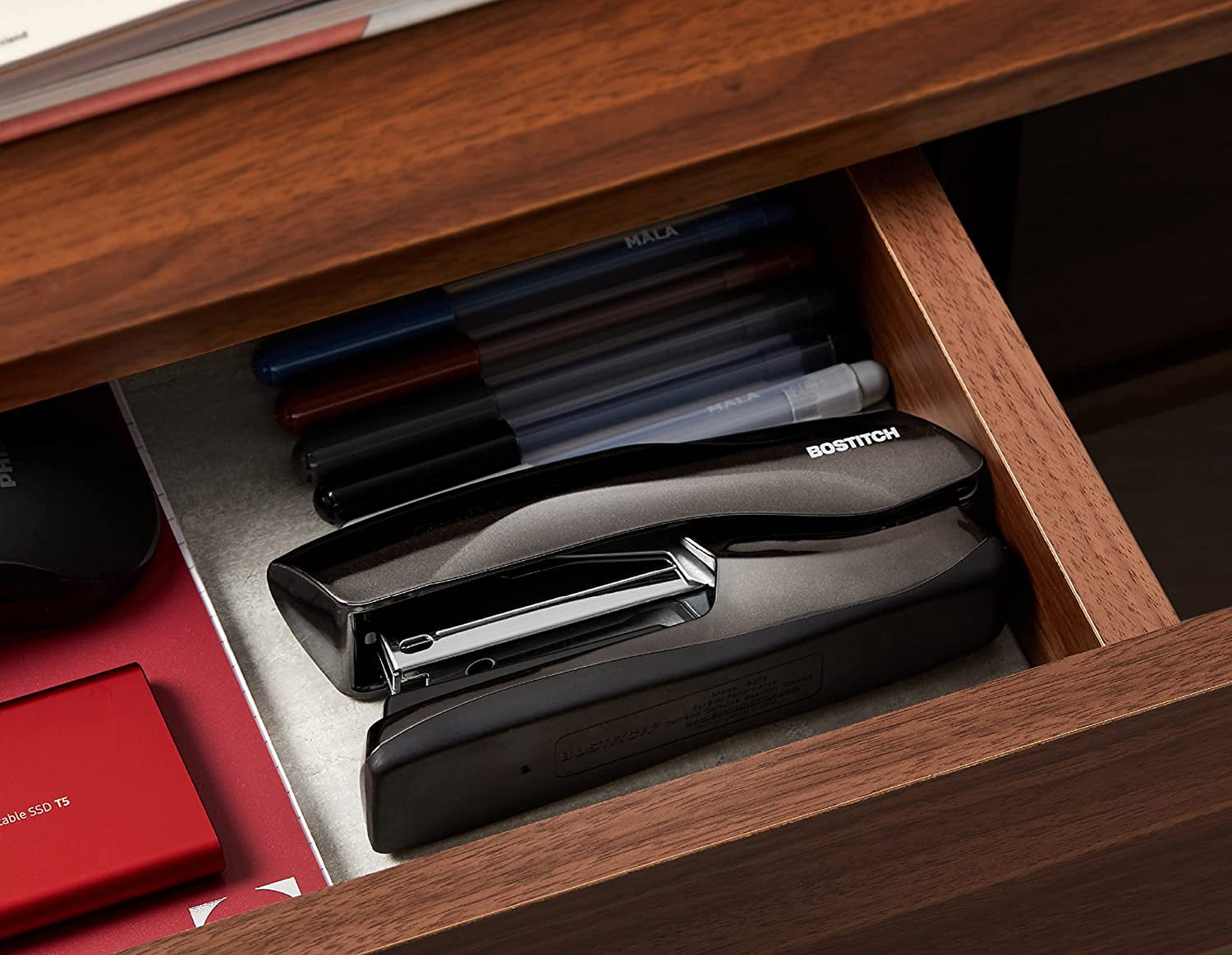 Bostitch Office Heavy Duty 40 Sheet Stapler, Antimicrobial Protected, Full-Strip, Black Chrome