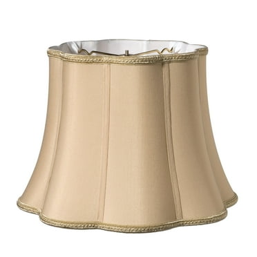 Cloth & Wire Melon Out Scallop Softback Lampshade with Washer Fitter, White Natural Fabric Lampshade for Table Lamps, 11.375" Top x 16" Bottom x 11" Height