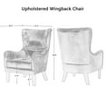 thumbnail image 3 of AmoDwell 27" Wide Wingback Chair, Accent Club Chair with Nailhead Trim, Mid-Century Upholstered Chair Brown, 3 of 14