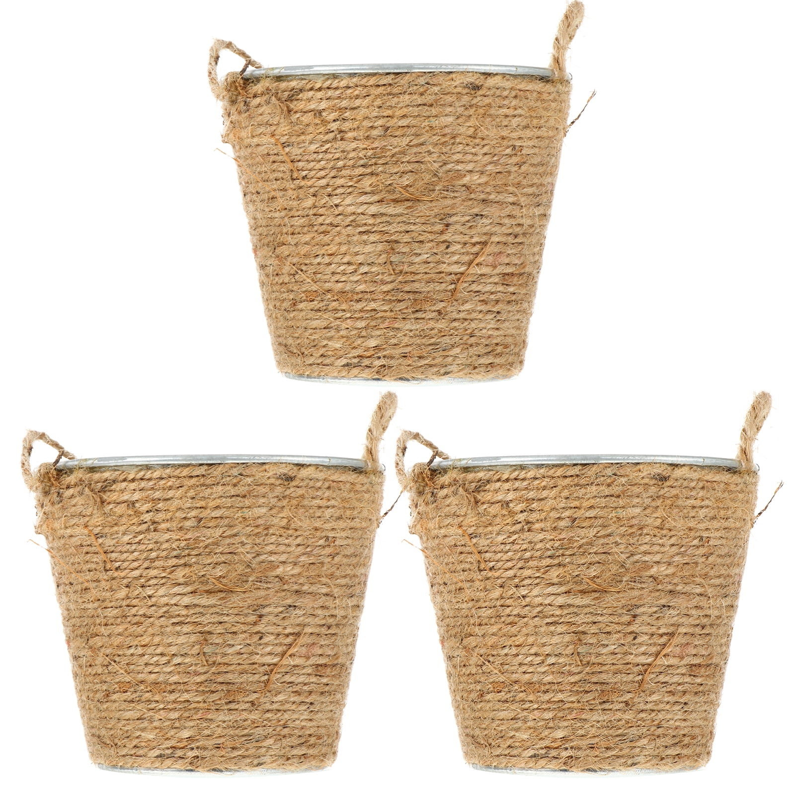 LIYUNMIAO 6 pcs Iron Buckets Flowerpot Planter Gardening Plant Pot with Hemp Rope Handle