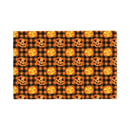 

Placemats Set of 4 / 6 pumpkins plaid halloween Placemats for Dining Table Indoor/Outdoors Heat Resistant Washable Placemats 18 x 12