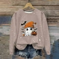 thumbnail image 2 of Sriper Halloween Clothes for Women, Ghost Pumpkin Graphic Shiny Sweatshirt, Spooky Trendy Pullover, Tunic Tops, Winter Hiking Clothes, Soft & Warm Fabric Cute Sudaderas Para Mujer Beige 2X, 2 of 8